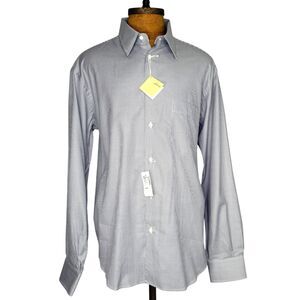 Brioni Mens Long Sleeve Blue Houndstooth SHIRT NWT Size XL $300 MSRP